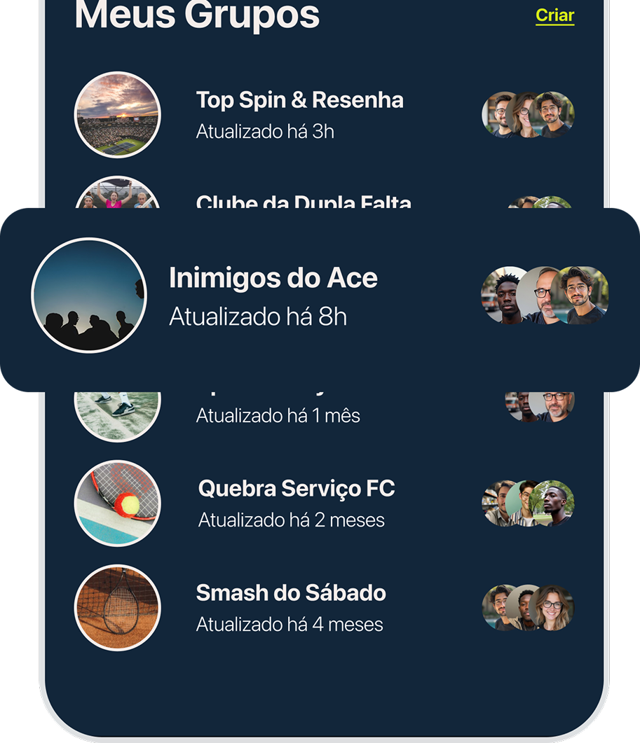 Tela de grupos do Twenty Two