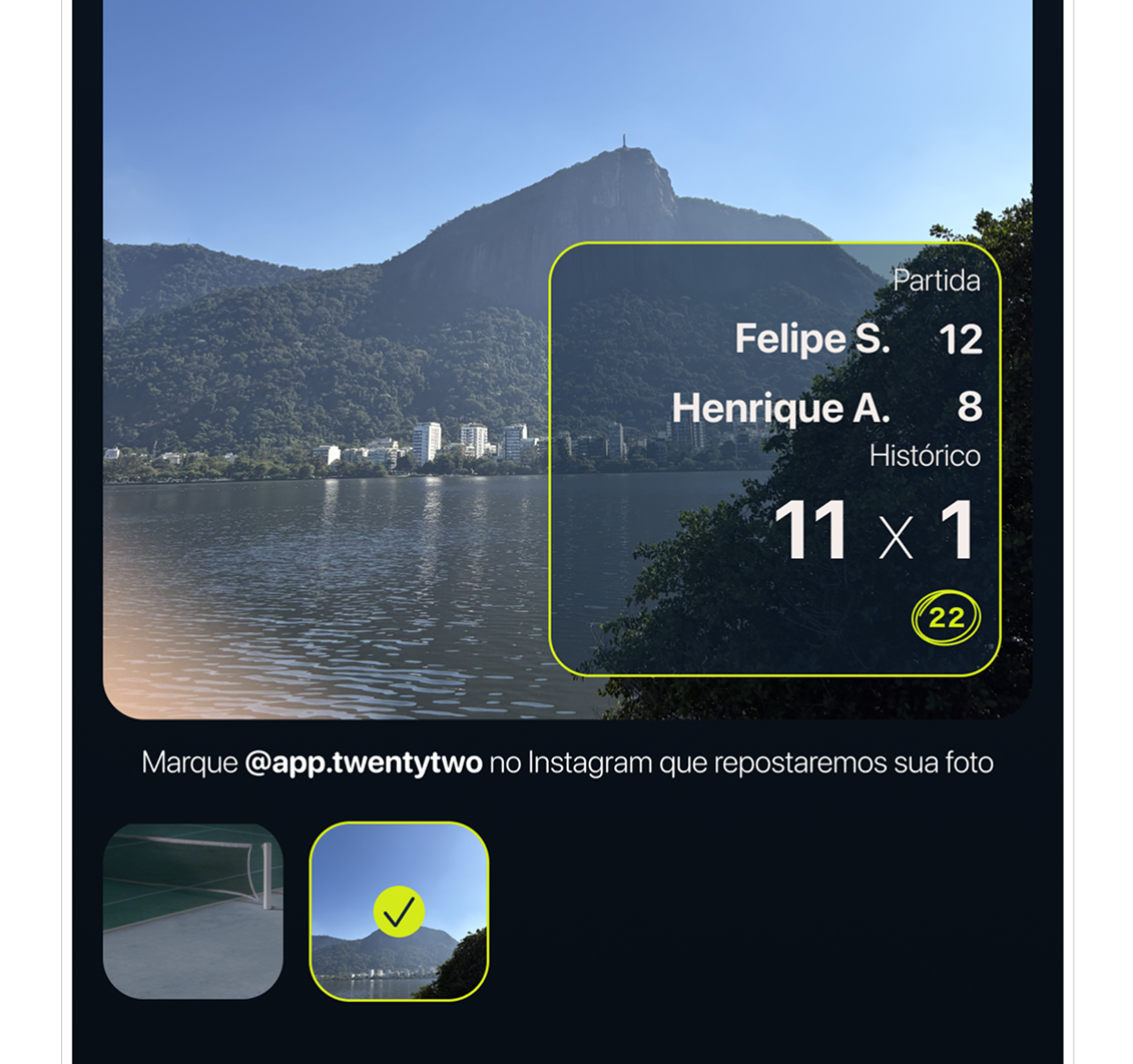 Tela de compartilhamento do Twenty Two